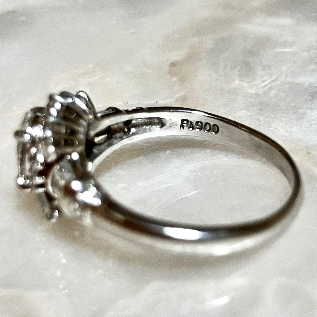 Pt900 天然ダイヤモンド 合計1.11ct 豪華 ヘイロー オーバル リング