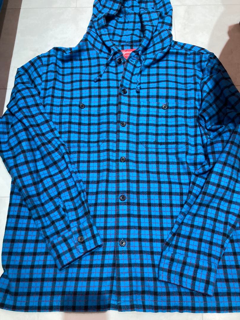 シュプリーム ミニプレイドフーデッドシャツ M