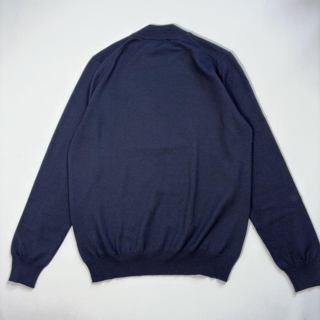 極美 グランサッソ モックネック ニット ネイビー ウール100％ イタリア製
