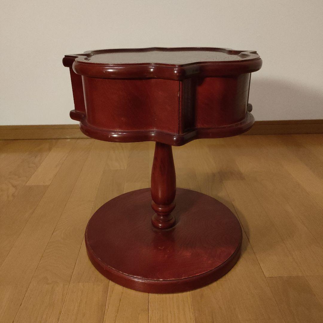 サイドテーブル 花びら型天井 引き出し付 ヴィンテージ アンティーク