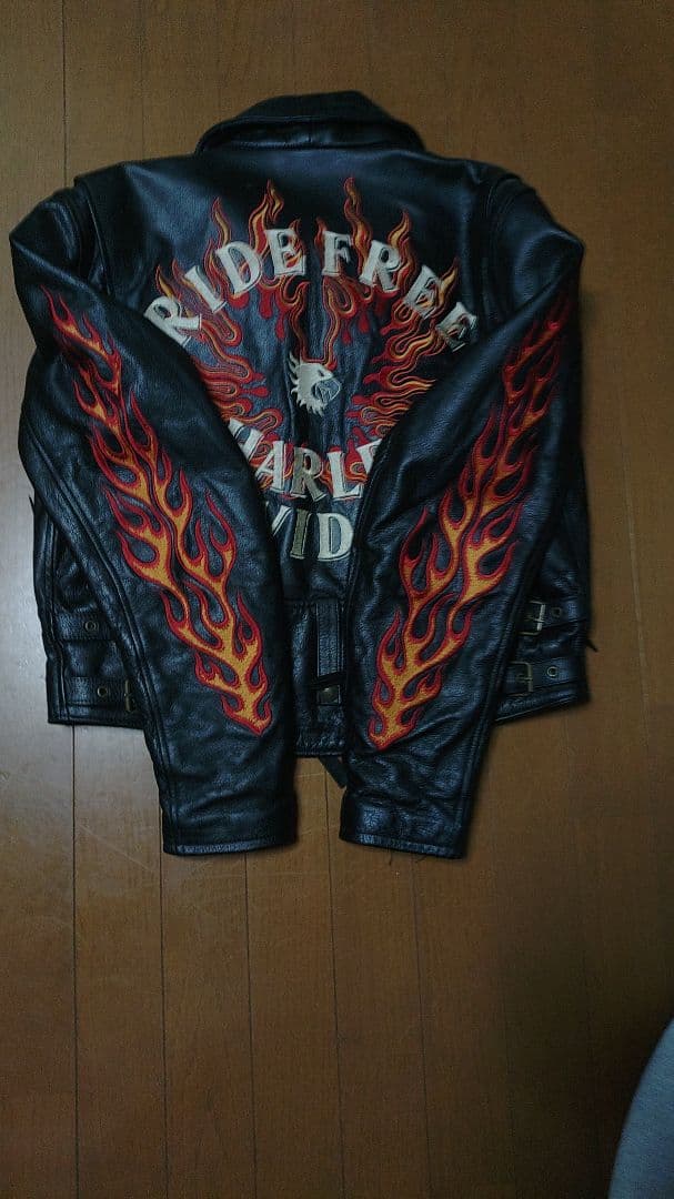 HARLEY DAVIDSON レザージャケット フレイムス刺繍