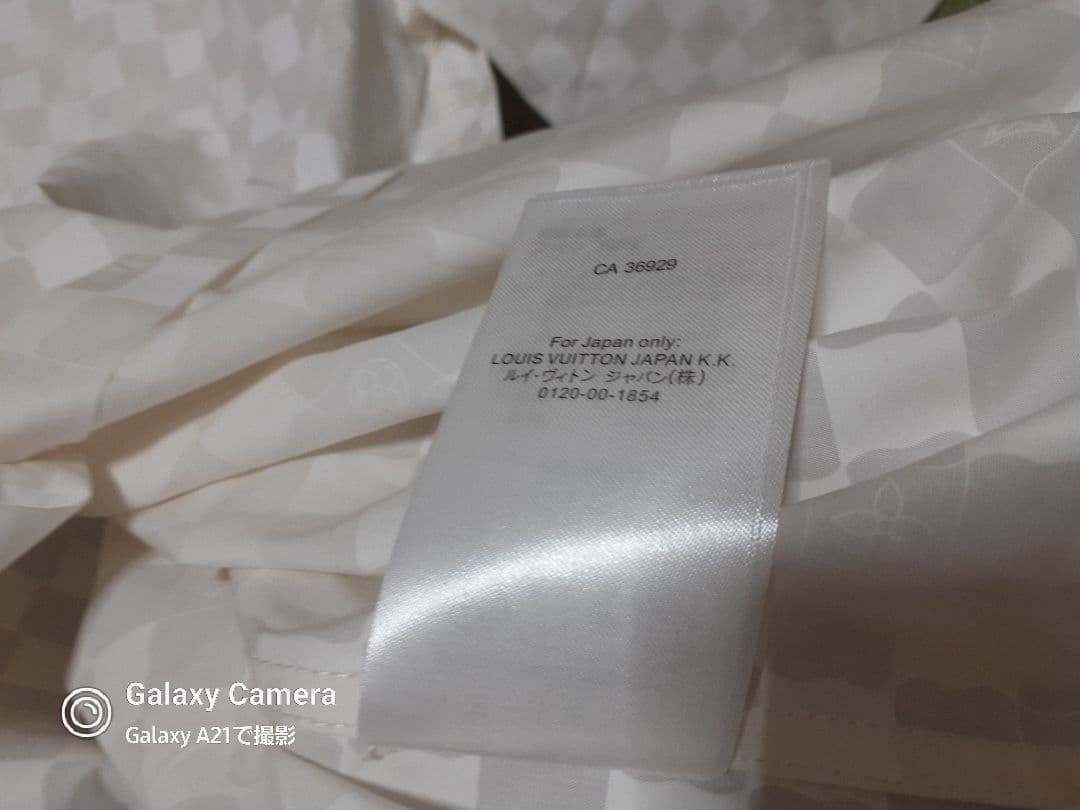 伊製 ルイヴィトン/242MF ダミエ ロゴ/ジャガード 半袖シャツ XL程度