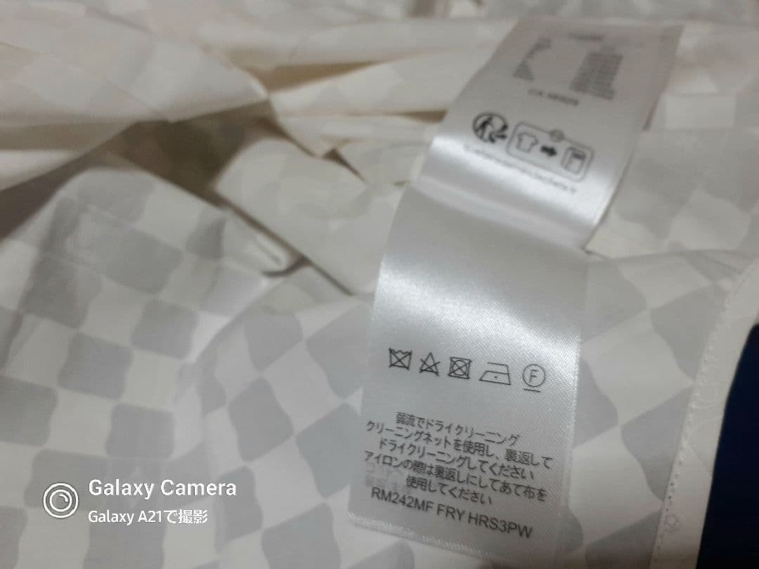 伊製 ルイヴィトン/242MF ダミエ ロゴ/ジャガード 半袖シャツ XL程度