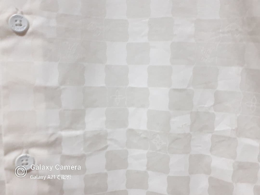 伊製 ルイヴィトン/242MF ダミエ ロゴ/ジャガード 半袖シャツ XL程度