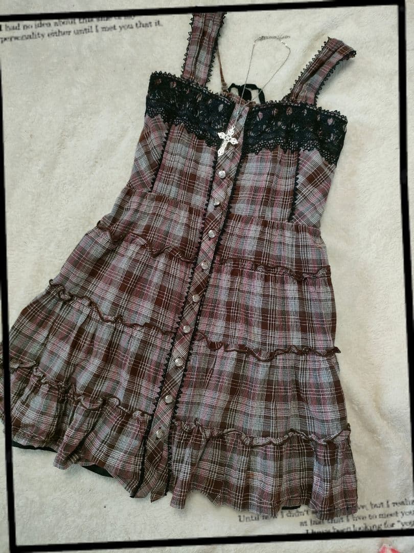 リズリサ　トゥララ　チェック　ダークコア　リボン　レース　y2k ワンピース