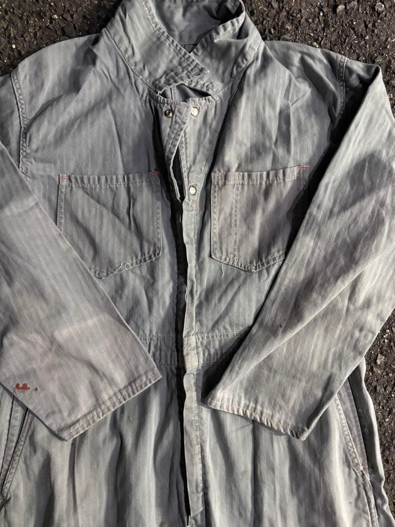 50s〜60sワーク カバーオール ヘリンボーンツイル HBT TALONジップ