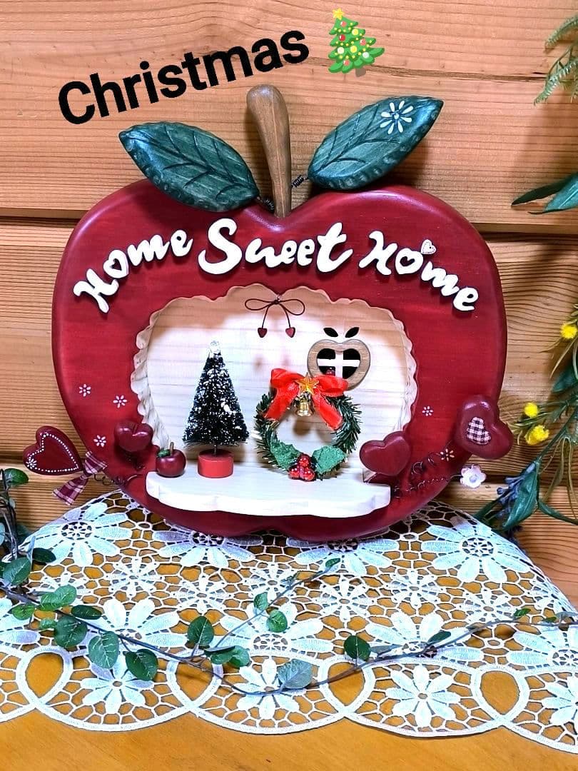 ⭐️アメリカンカントリー雑貨❤かじったෆりんごෆハウスフレーズ看板✿シェルフ付き