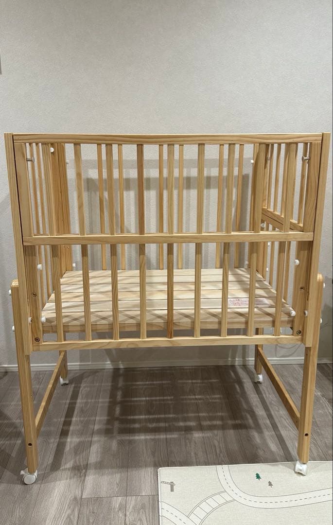 yamatoya【ミニサイズ】トール Wオープンベビーベッド ナチュラル