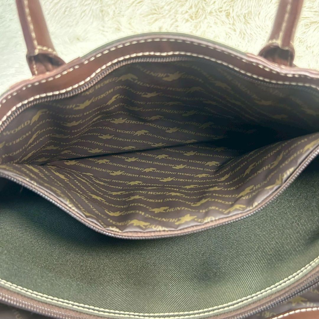 美品✨ハンティングワールド サファリトゥデイ 2室 トートバッグ A4可 カーキ