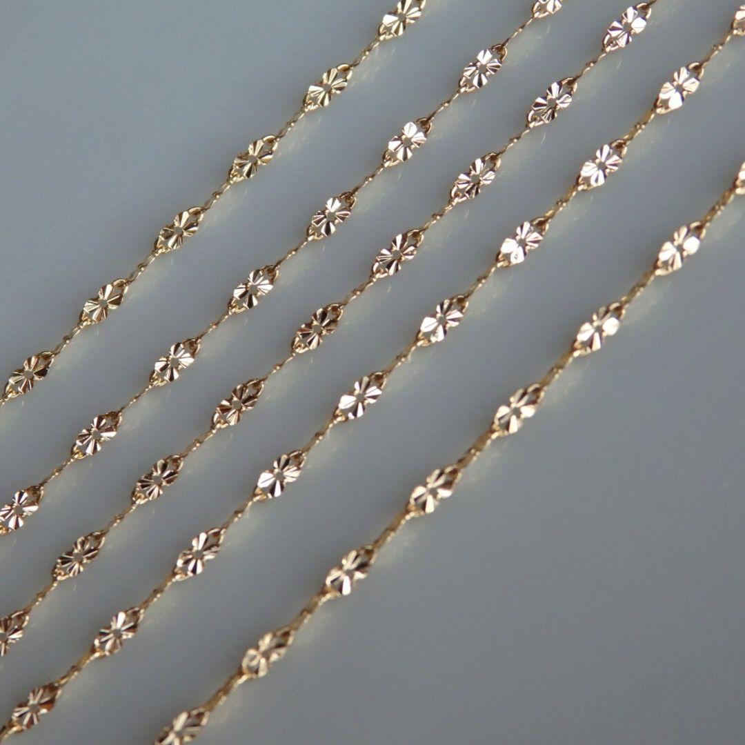 ちぃ　k18アンクレット　クローバーチェーン　1.6㎜幅つけっぱなし