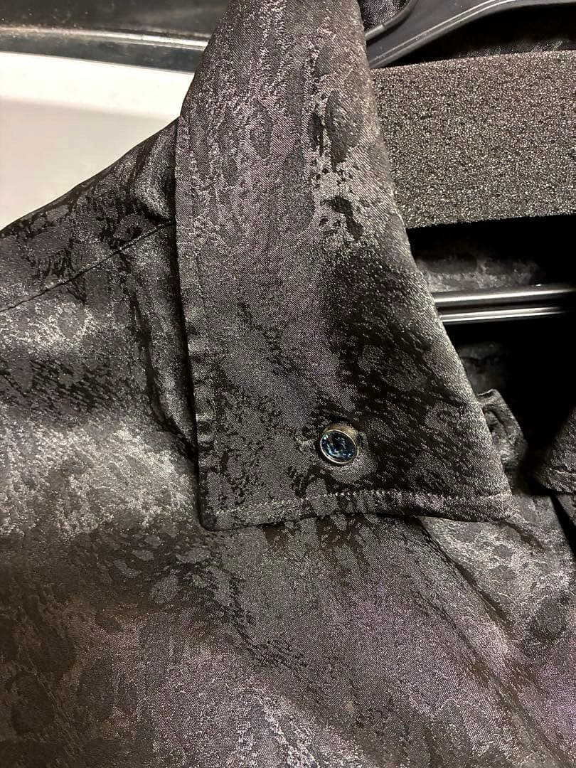 TORNADO MART シャドーレオパード ストレッチ ブラックシャツ