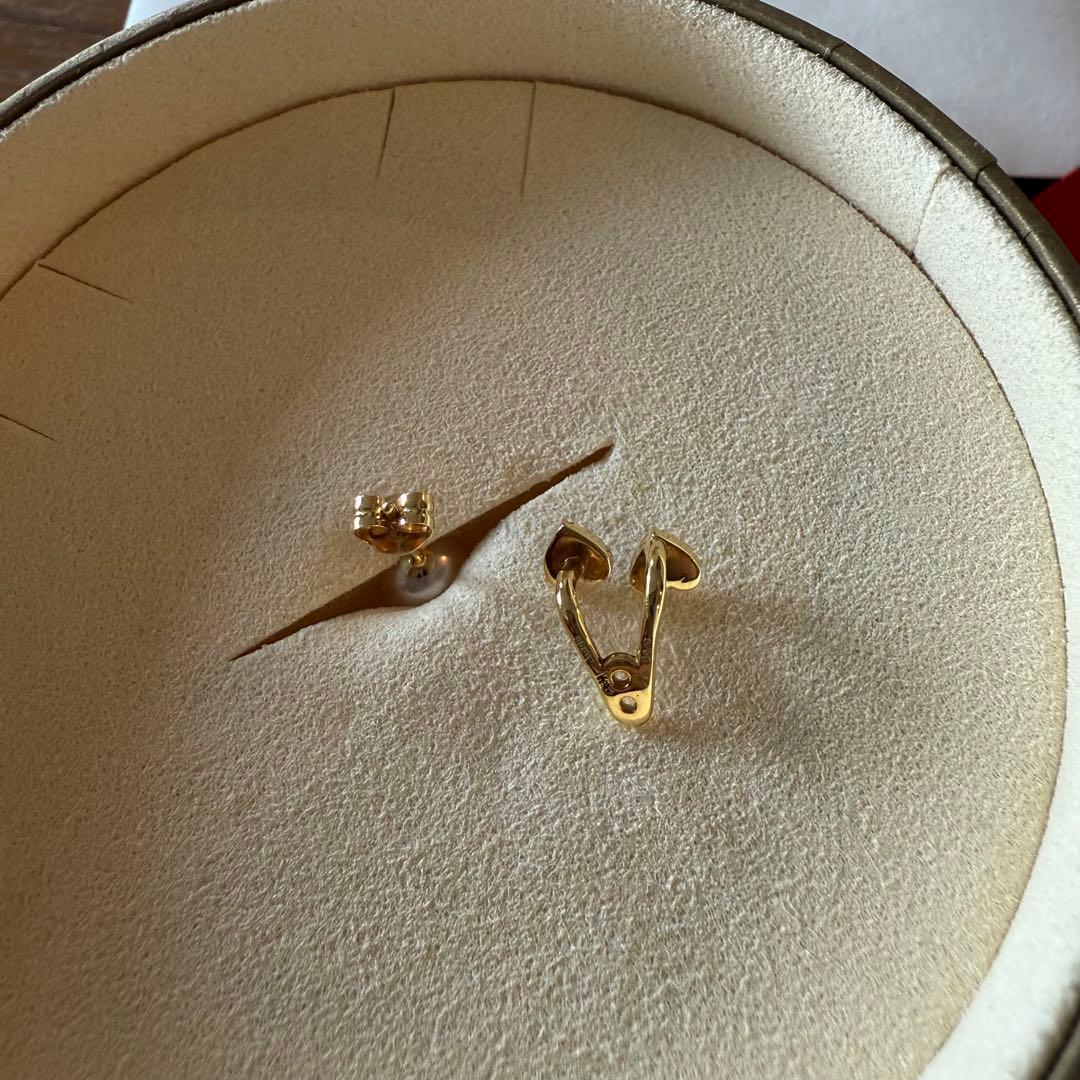 アーカー 18K/ダイヤ/アコヤパール ハートパヴェデュオパール ピアス