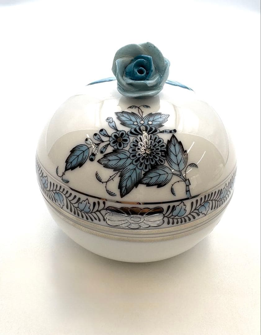 未使用保管品　HEREND ヘレンド　アポニーターコイズプラチナ ボンボニエール