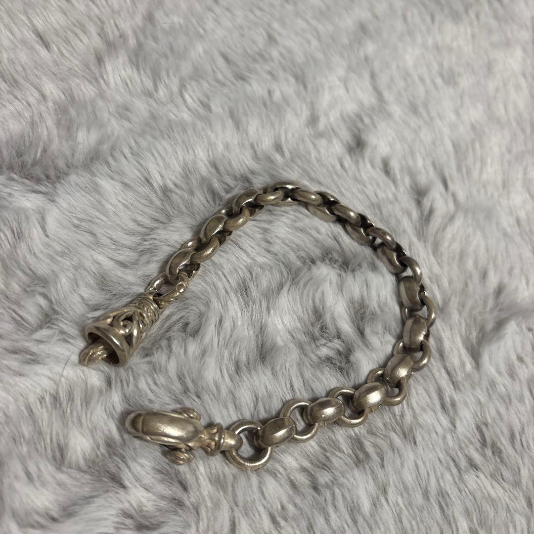 シルバー チェーンブレスレット ベル型チャーム付き
