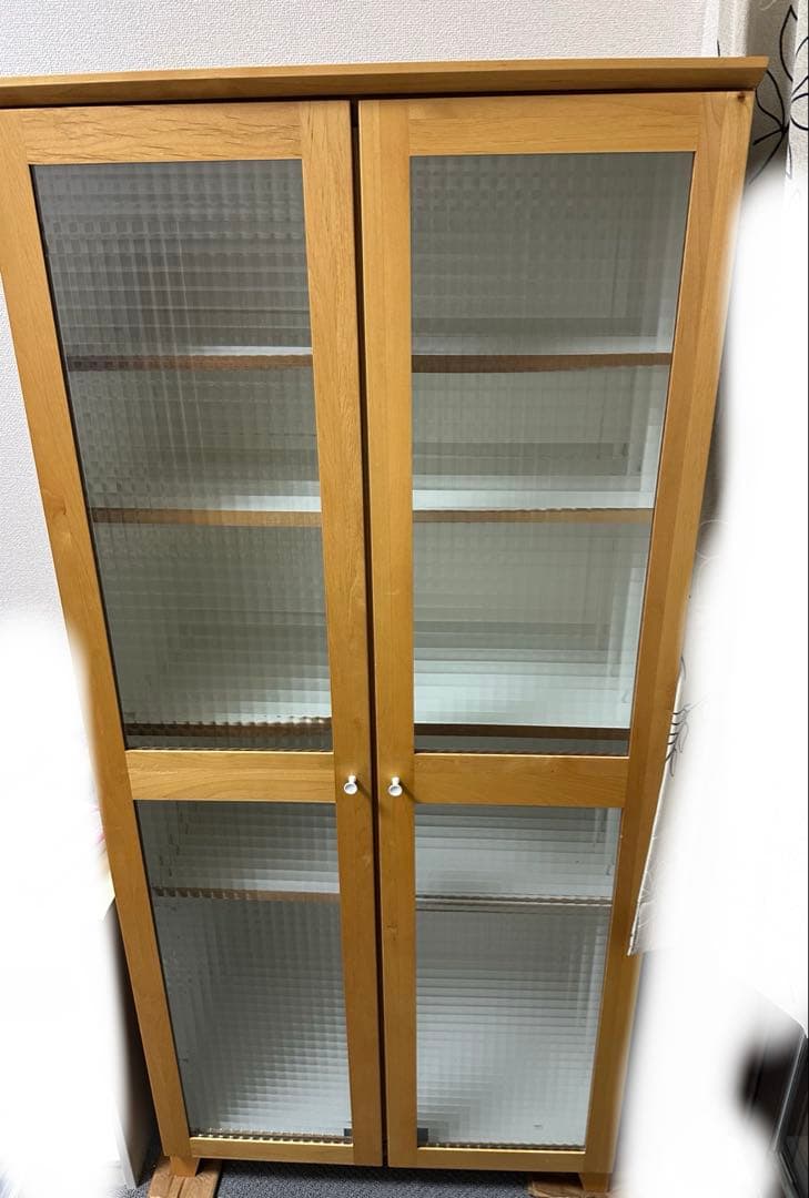 木製ガラス扉付き本棚 木製ラック　頼める便　ガラスキャビネット　おしゃれ