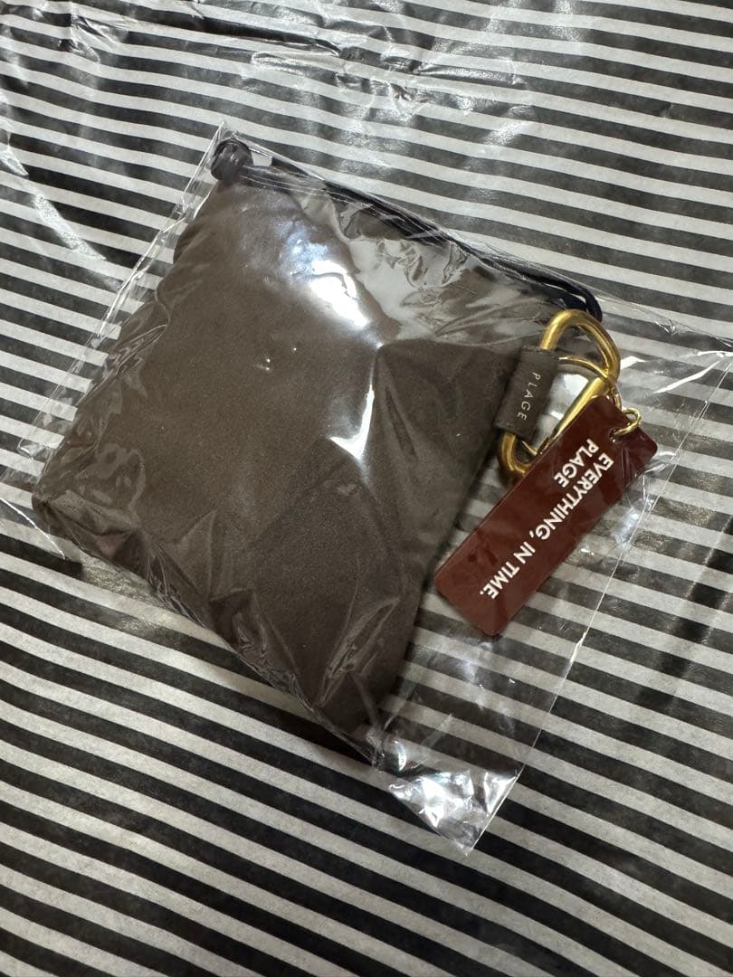 Plage ノベルティ　エコバッグ　トート　ブラウン　カラビナ付き