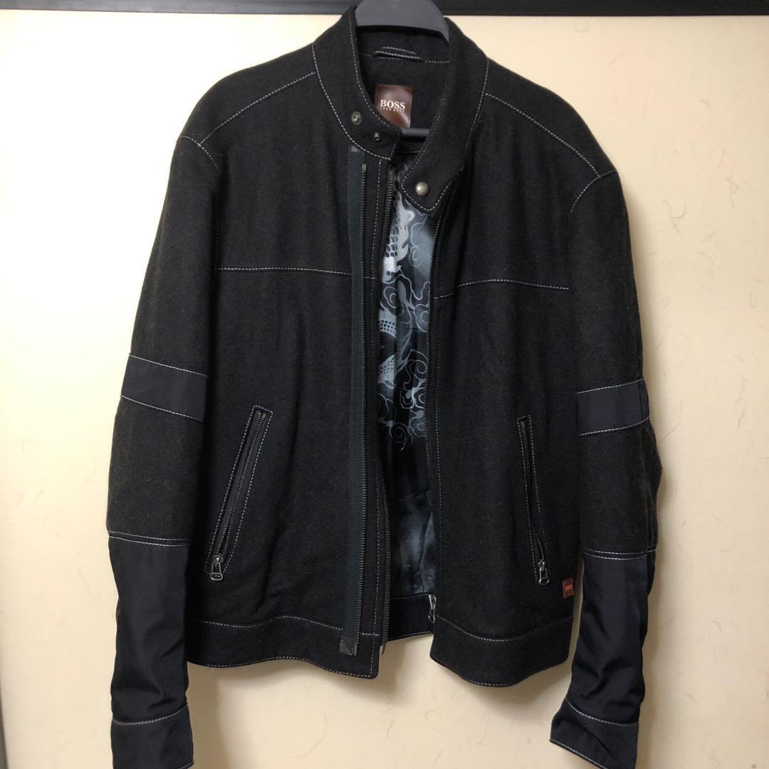 HUGO BOSS シングルライダースジャケット ブラック
