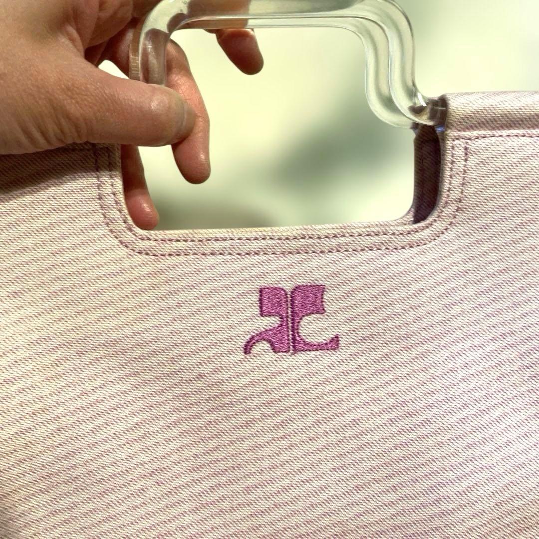 極希少❗️レア　courrèges クリアハンドル　ハンドバッグ　ピンク　ミニ