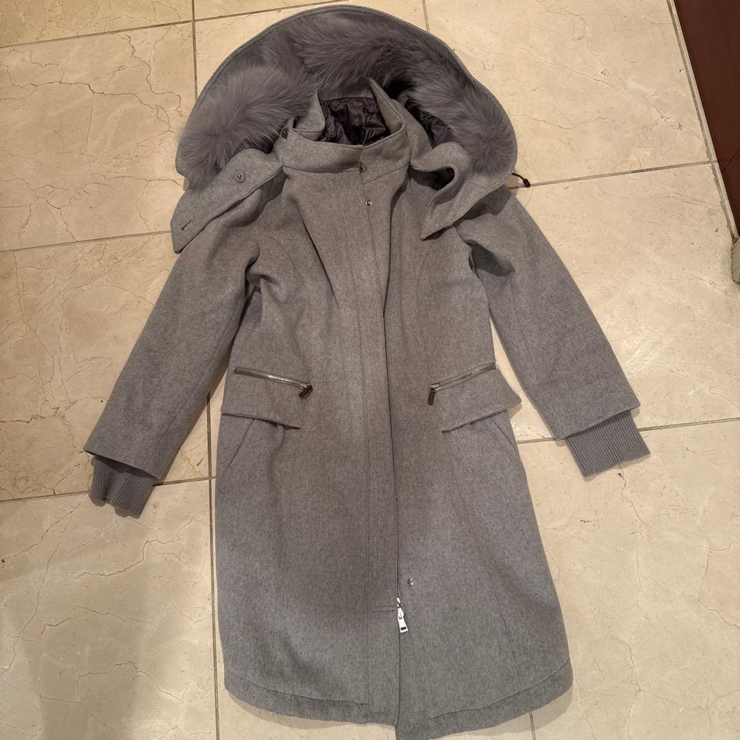 FABIAN FILIPPI グレー フォックスファー付コート