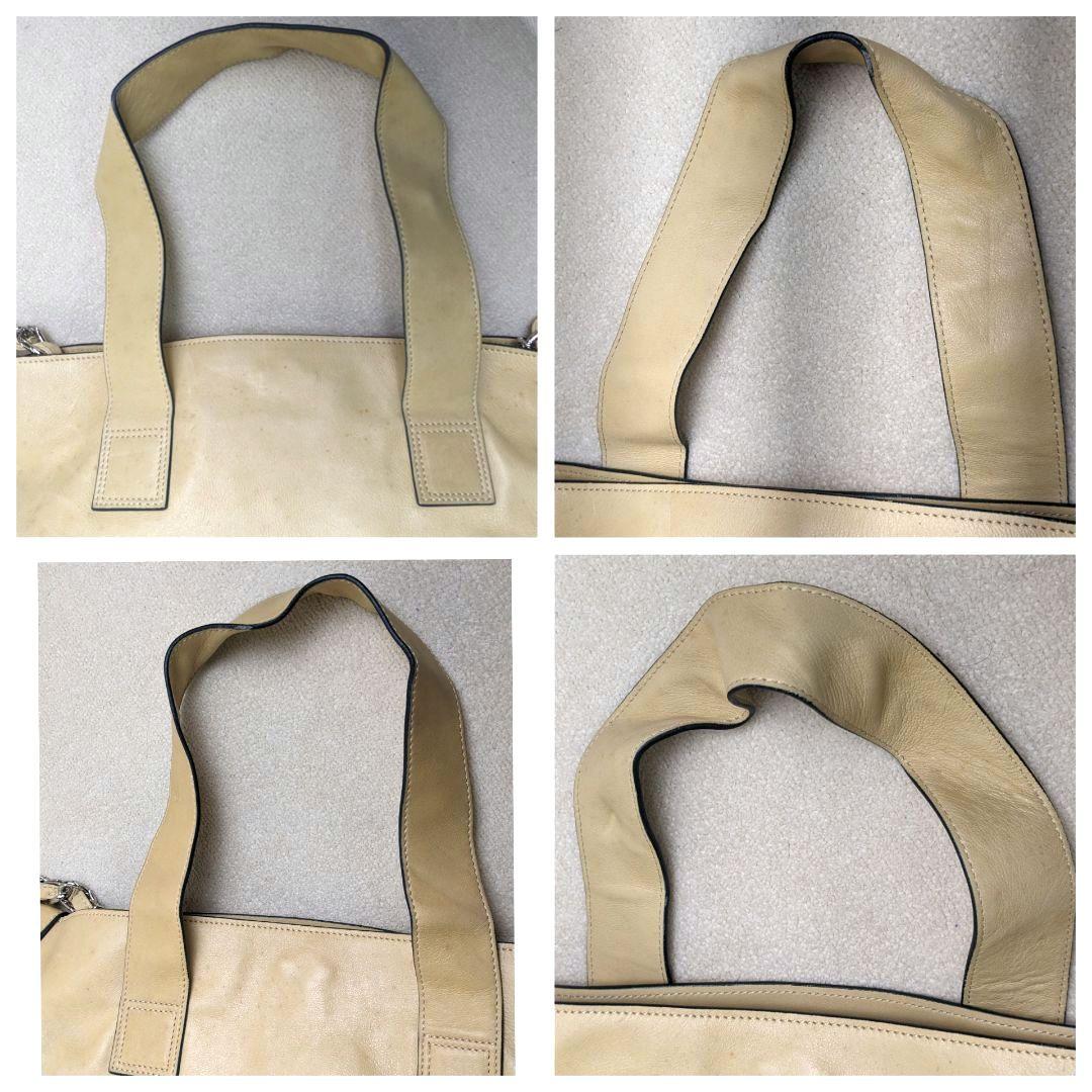 シャネル カーフレザー ハンドバッグ クリームイエロー CHANEL ココマーク