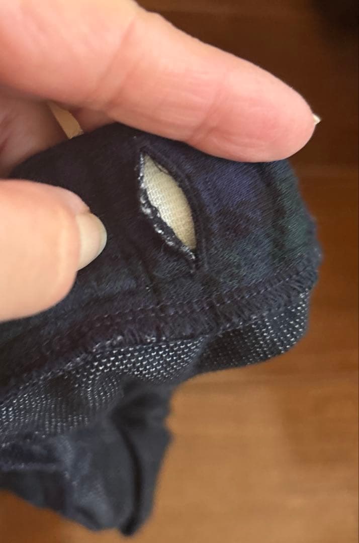 ファミリア　現行品　チェック　ロングパンツ　ネイビー　グリーン　プルオン　ゴム