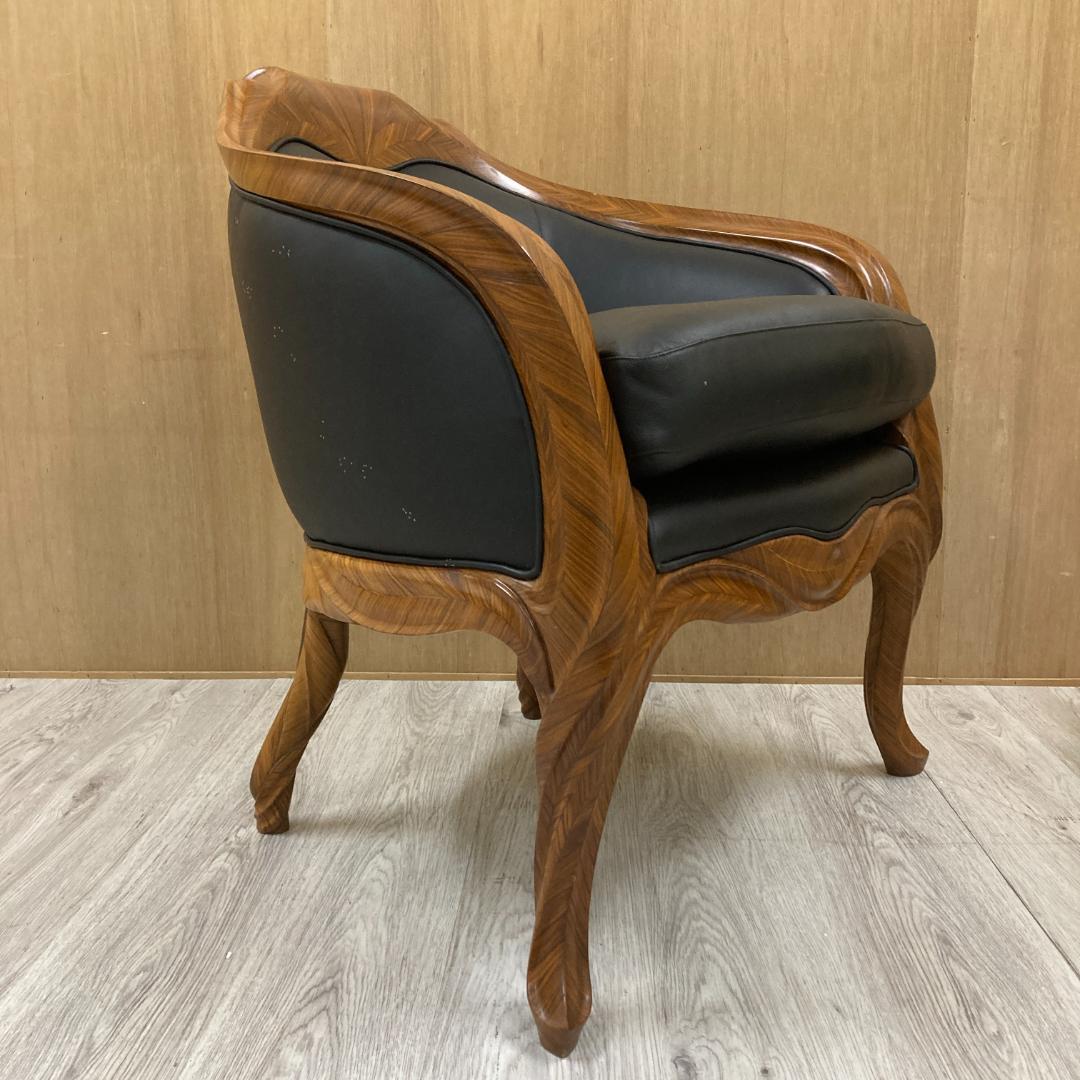 総革　ラウンジソファ　一人掛け　応接　２脚セット B