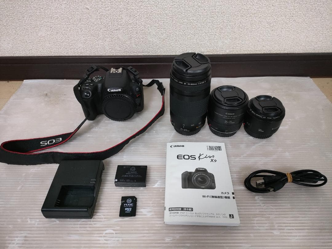 Canon 一眼レフカメラ EOS Kiss X9 レンズ3個＆取説＆SDカード