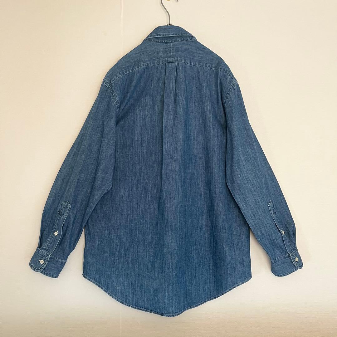 【人気希少現行QR★未使用に近い】ラルフローレンデニムシャンブレーBDシャツ◆M