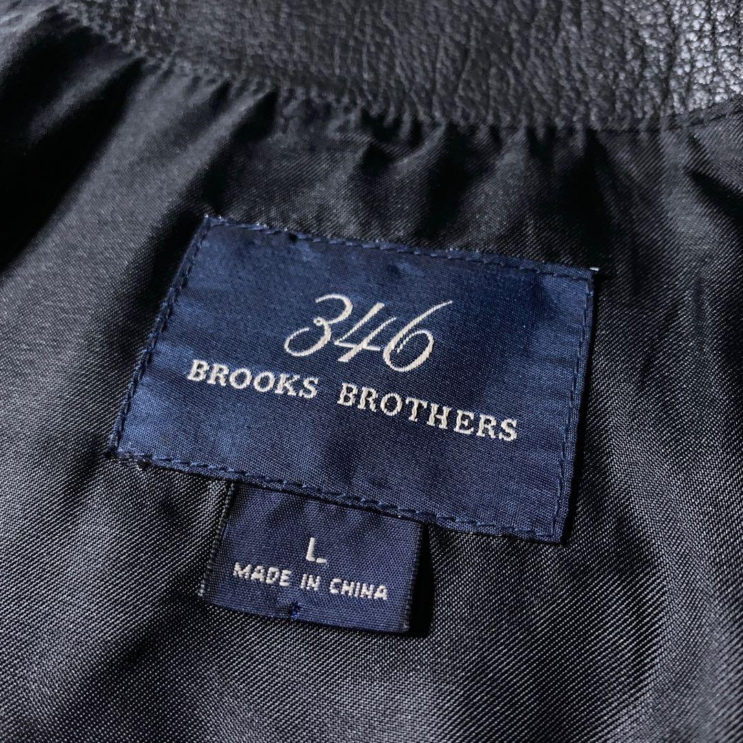 00s Brooks Brothers シボ革 レザー カーコート 黒 L