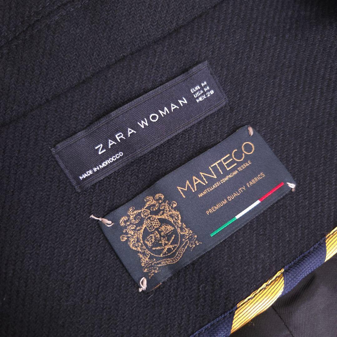 美品 ザラ マンテコ ロングチェスターコート ダブル ウール M ブラック