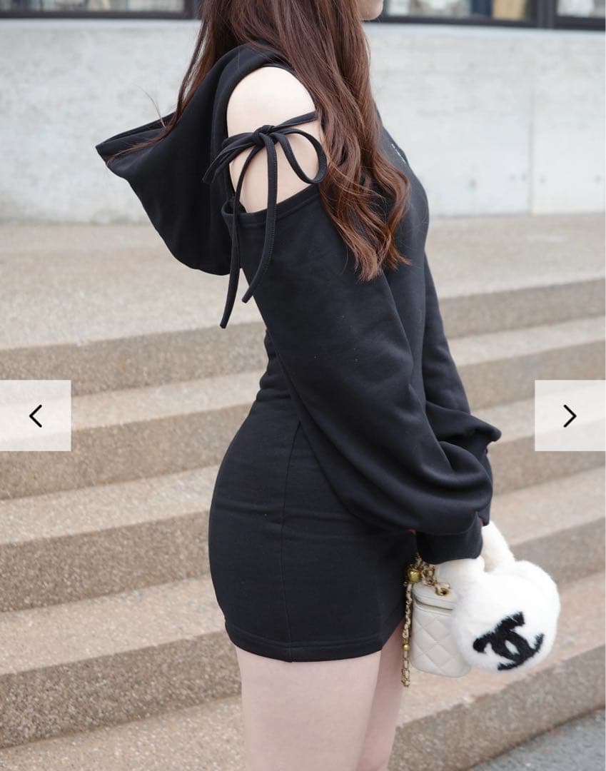 Ciel リボンショルダースウェットワンピース