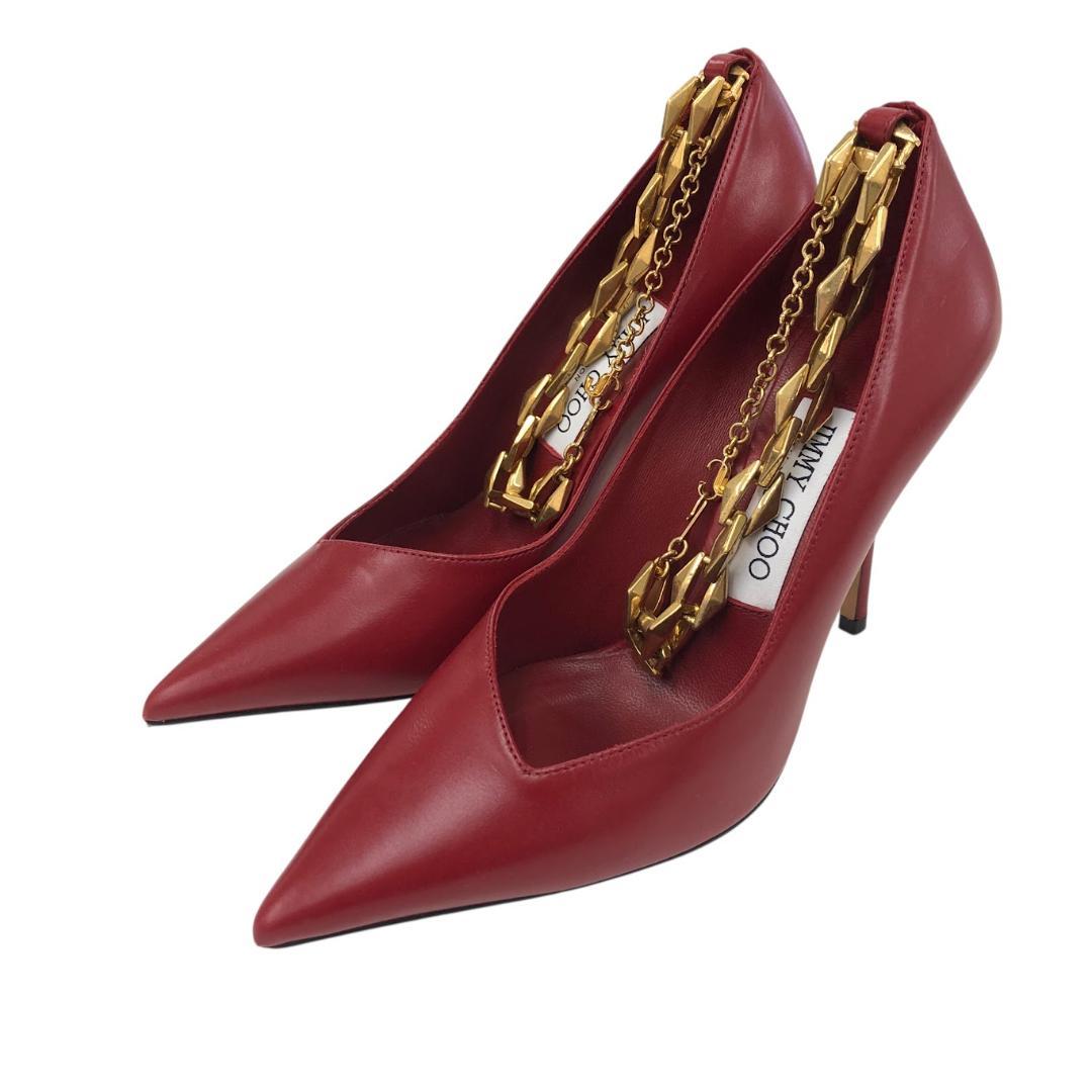 JIMMY CHOO ジミーチュウ ハイヒール パンプス レッド ゴールド