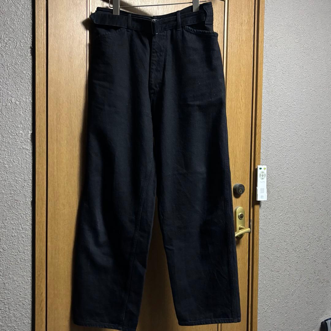 24SS COMOLI ベルテッドデニムパンツ ブラックsize1