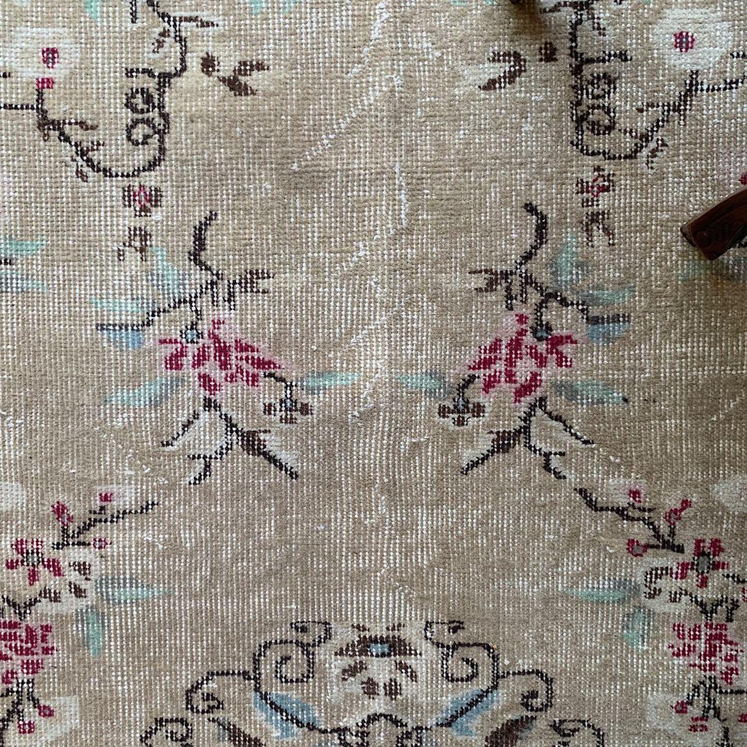 シノワズリ　213×110 トルコヴィンテージラグ　ペールカーキ トルコラグ