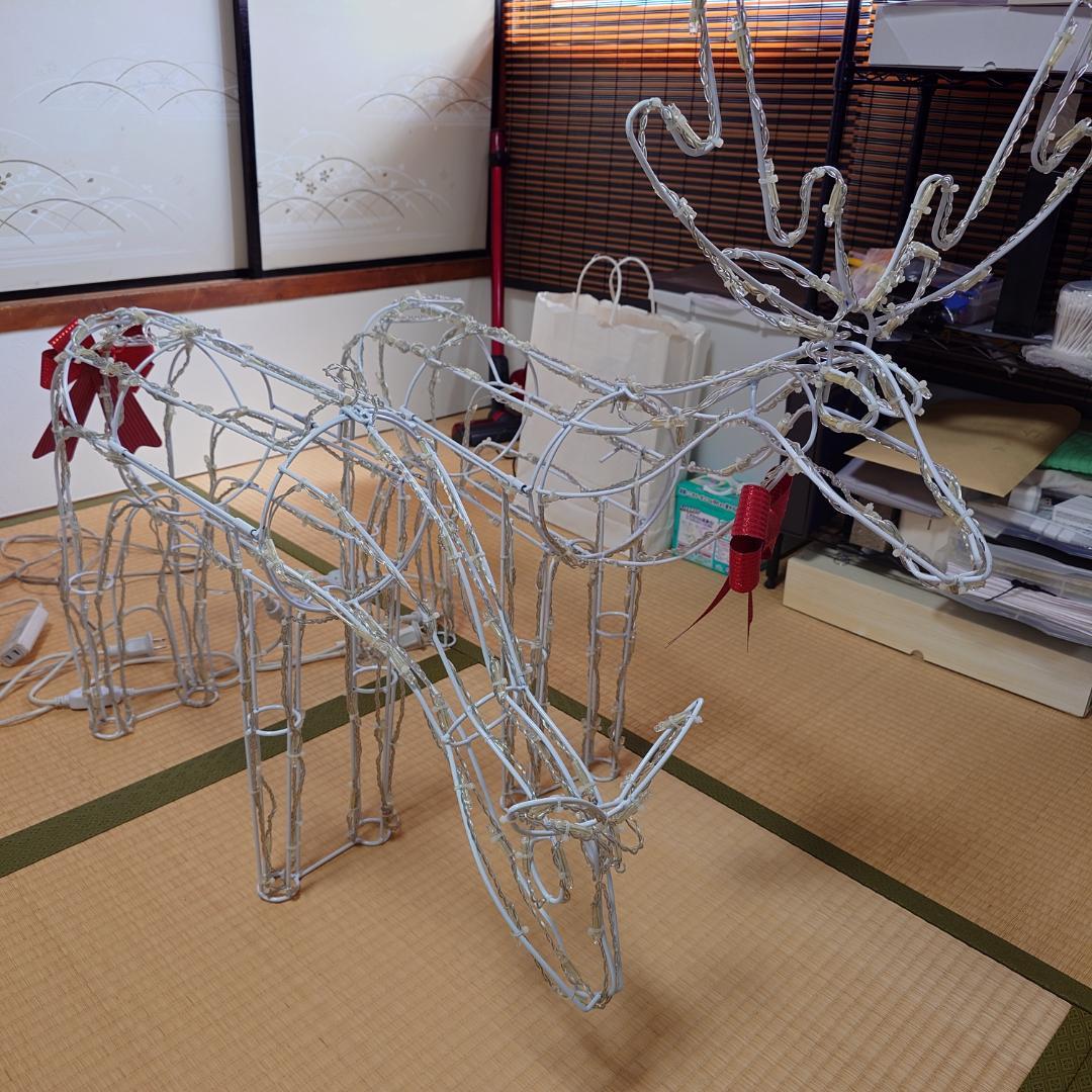 【再値下げ】 クリスマス トナカイ 青色 LED イルミネーション 2体セット