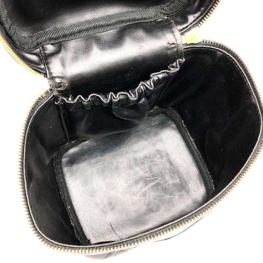 シャネル バニティバッグ ビコローレ ココマーク ゴールド金具 ラムスキン 黒