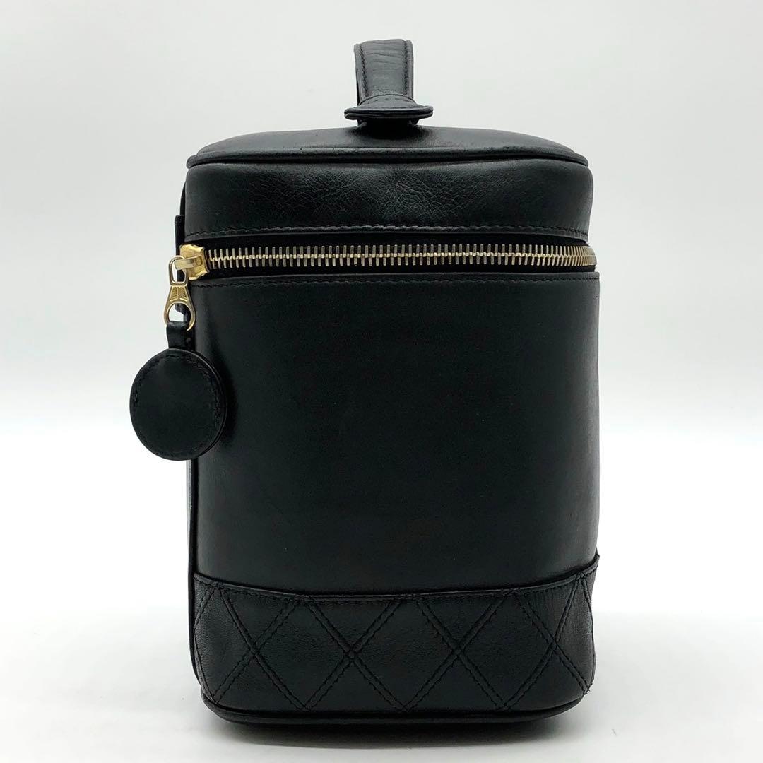 シャネル バニティバッグ ビコローレ ココマーク ゴールド金具 ラムスキン 黒