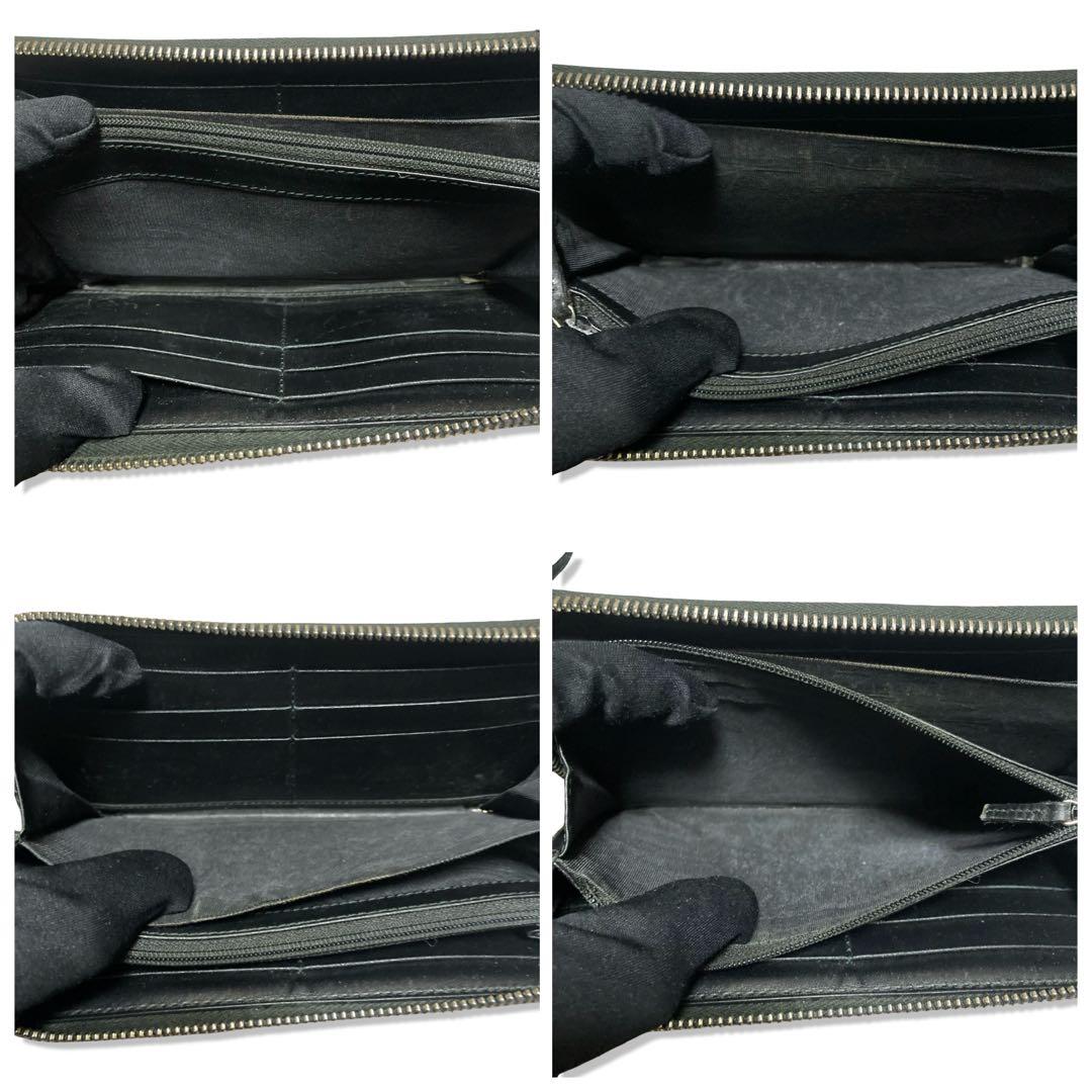 グッチ　長財布　ラウンドジップ　インプリメ　GG柄　インターロッキング　ブラック