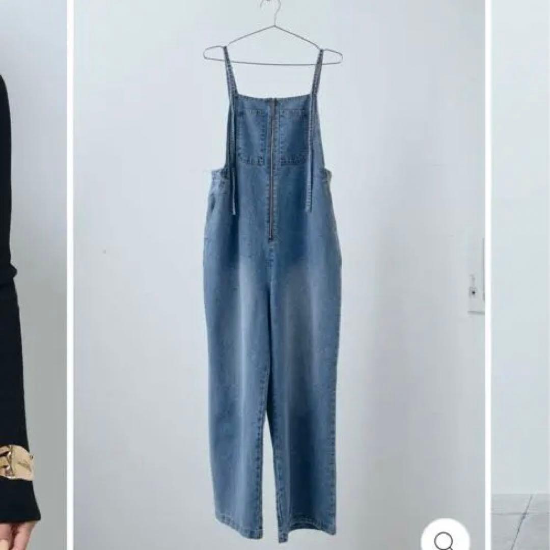 さお　フロントジップデニムサロペット