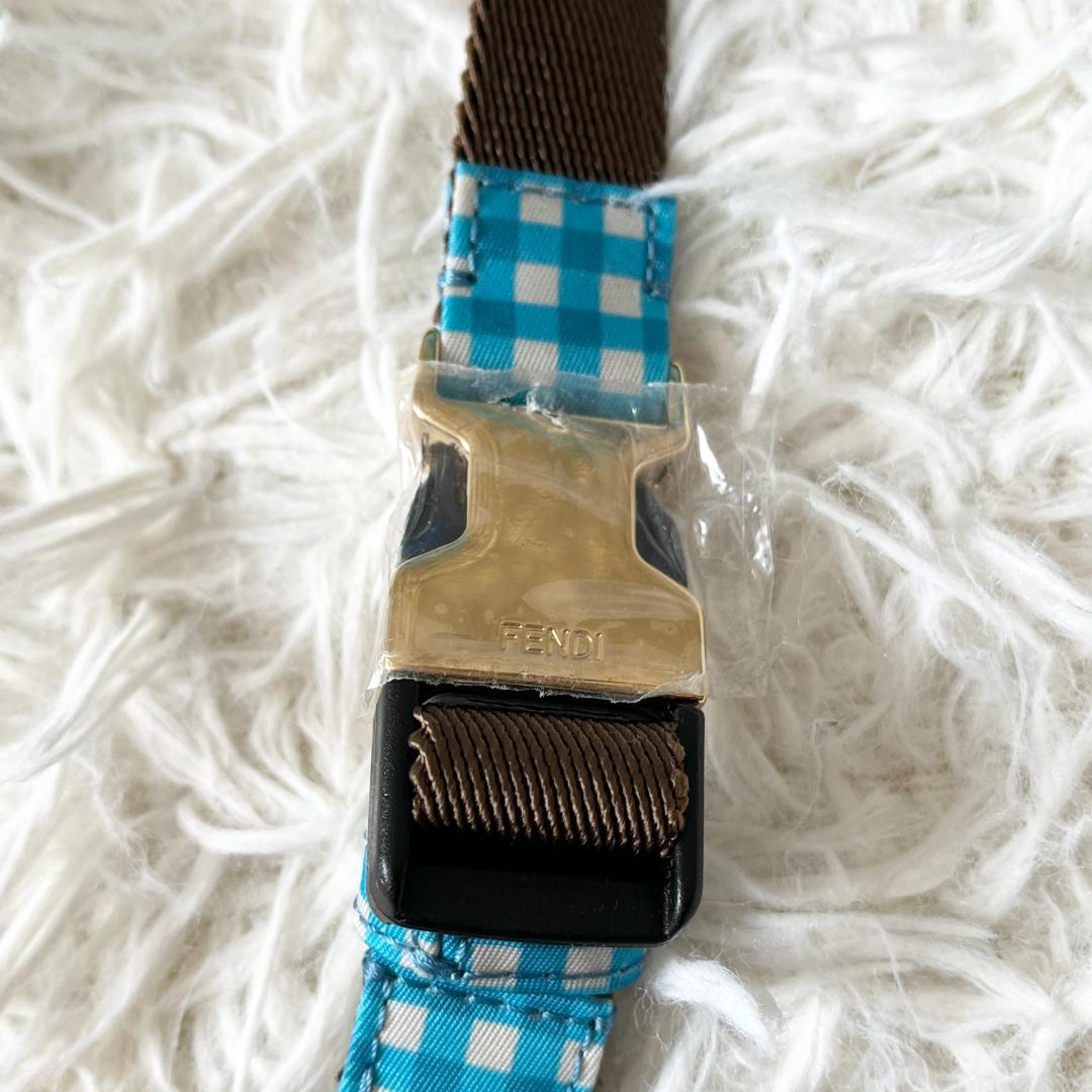 FENDI ウエストバッグ 水色 チェック柄 ショルダーバッグ ライトブルー