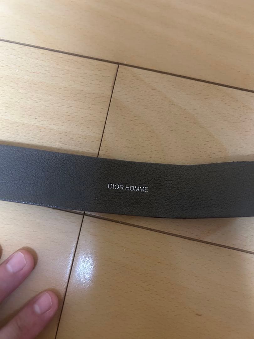 dior homme ディオール　85 グレージュレザー ベルト メタルバックル