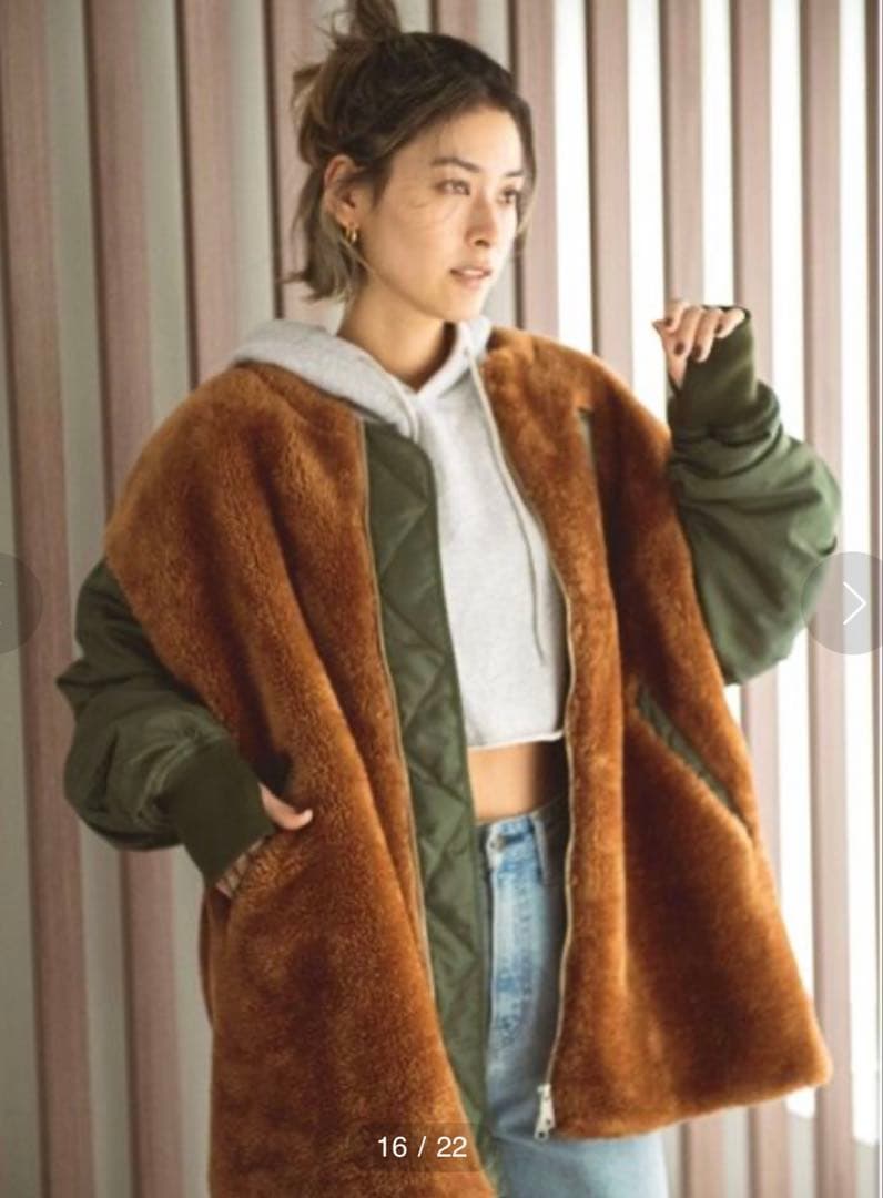 ボアコンビミリタリーブルゾン (ファーコート