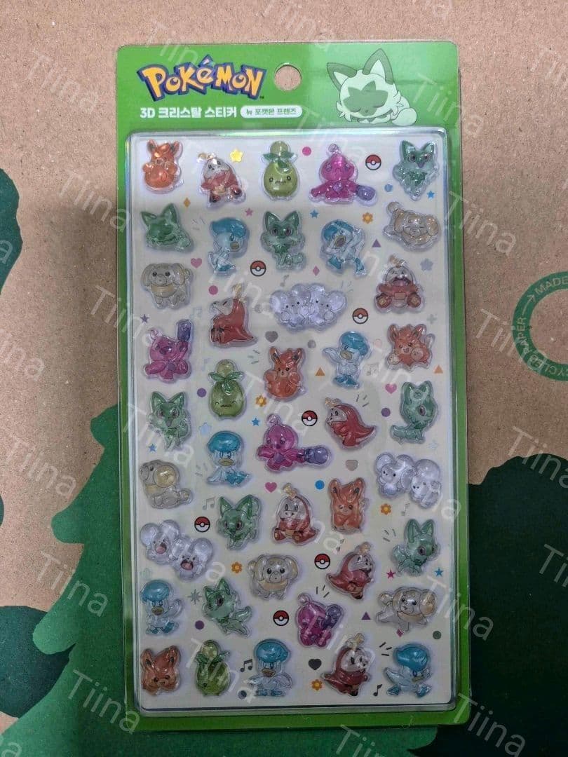 8枚セット 韓国限定 ポケモン ドロップシール 3D ぷっくり 硬い　シール