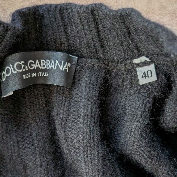 DOLCE & GABBANA カシミヤ リブニット Vネック D&G　ブラック