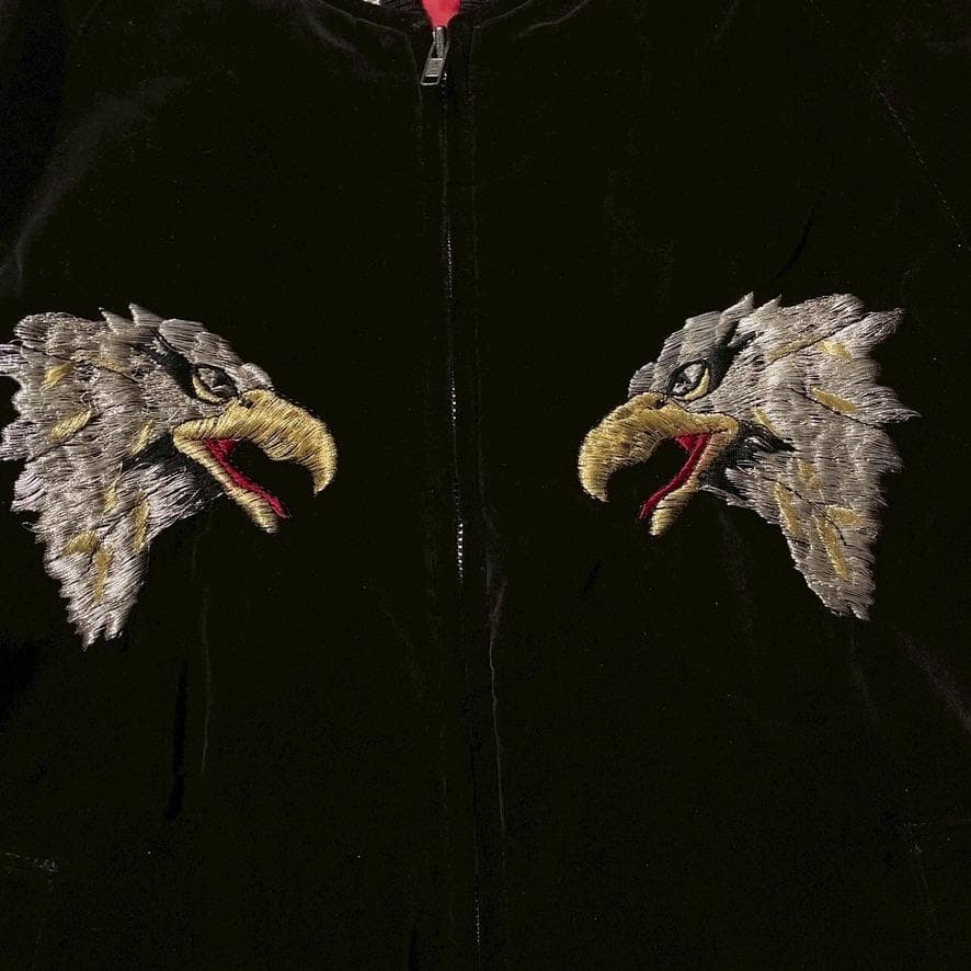 せ*な様 【別珍】スカジャン 鷲 龍 刺繍 ベロア生地 横須賀ジャンパー 黒 9