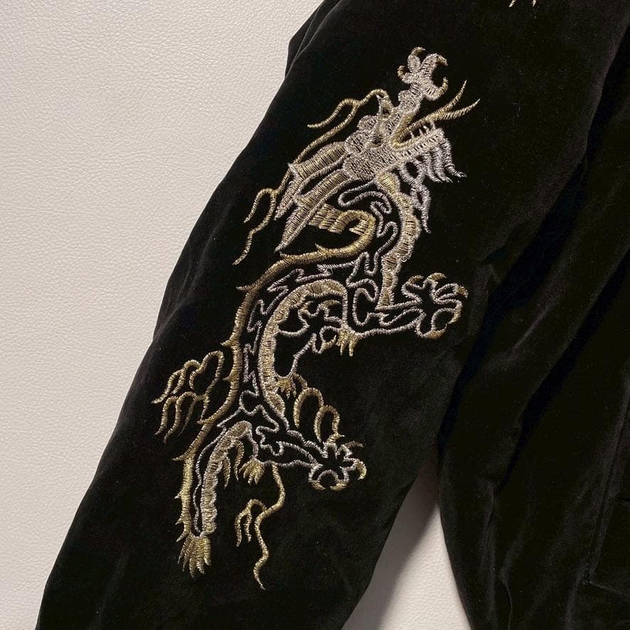 せ*な様 【別珍】スカジャン 鷲 龍 刺繍 ベロア生地 横須賀ジャンパー 黒 9