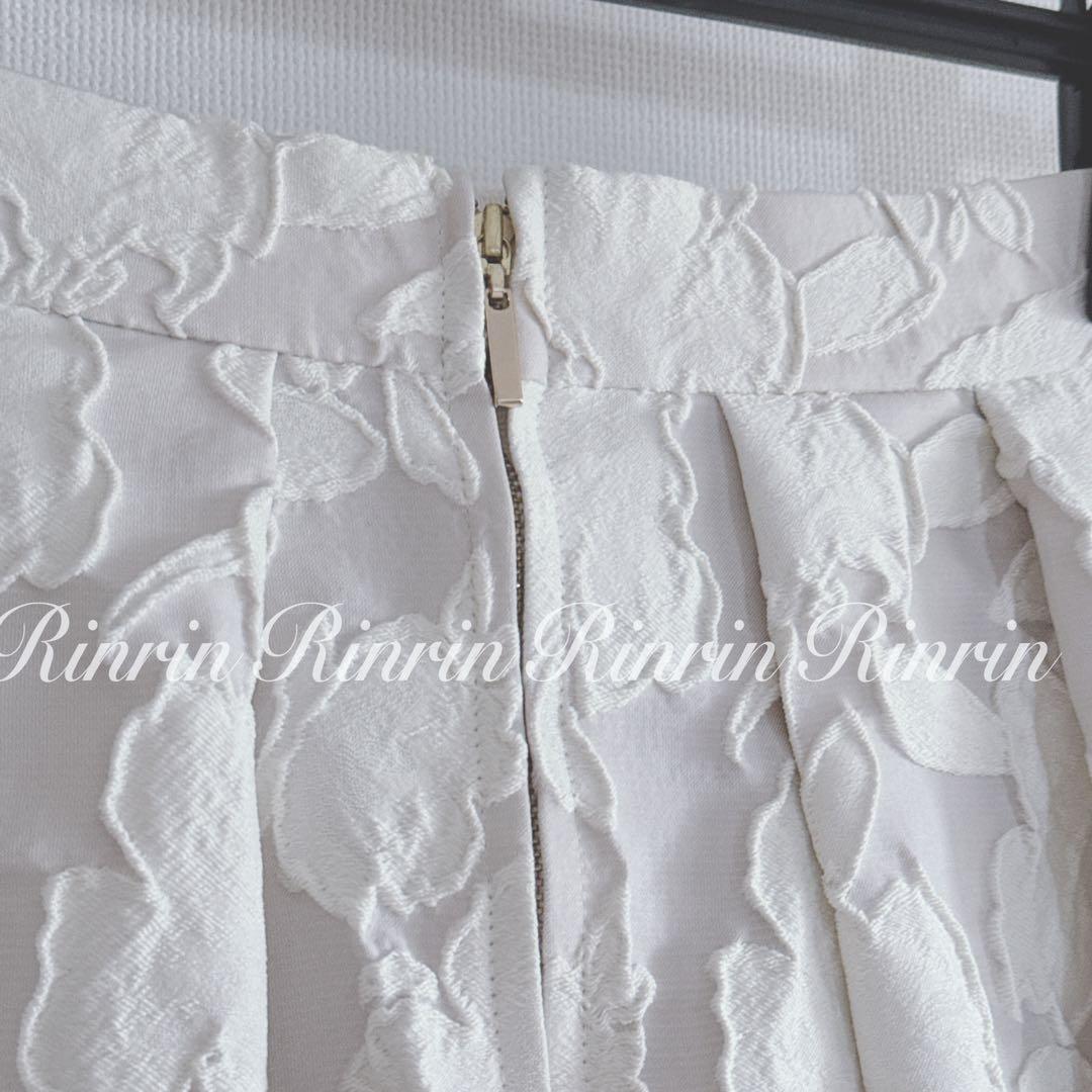 【美品】ANAYI フラワージャガードタックフレアスカート 36