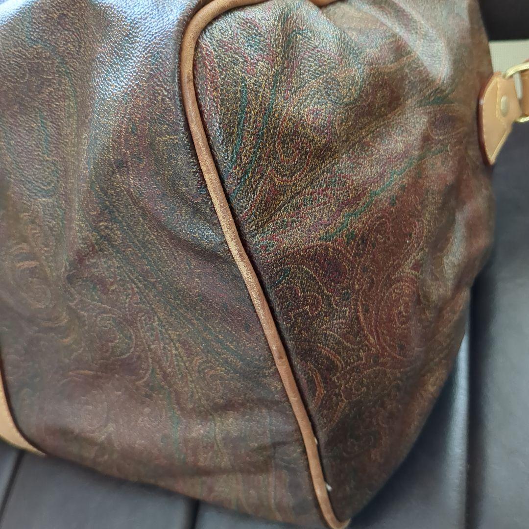 ETRO エトロ ボストンバッグ 南京錠・鍵・タグ付き 茶系ペイズリー 大容量