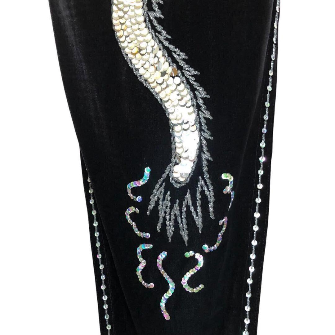 豪華⭐️チャイナドレス ベルベット ドラゴン スパンコール刺繍