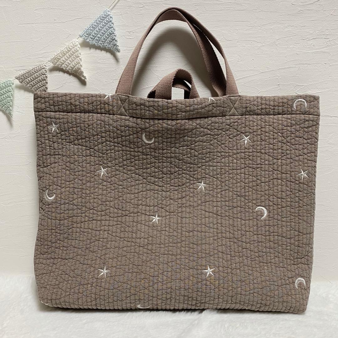 〈専用〉レッスンバッグ　刺繍入りヌビ　ムーンスター